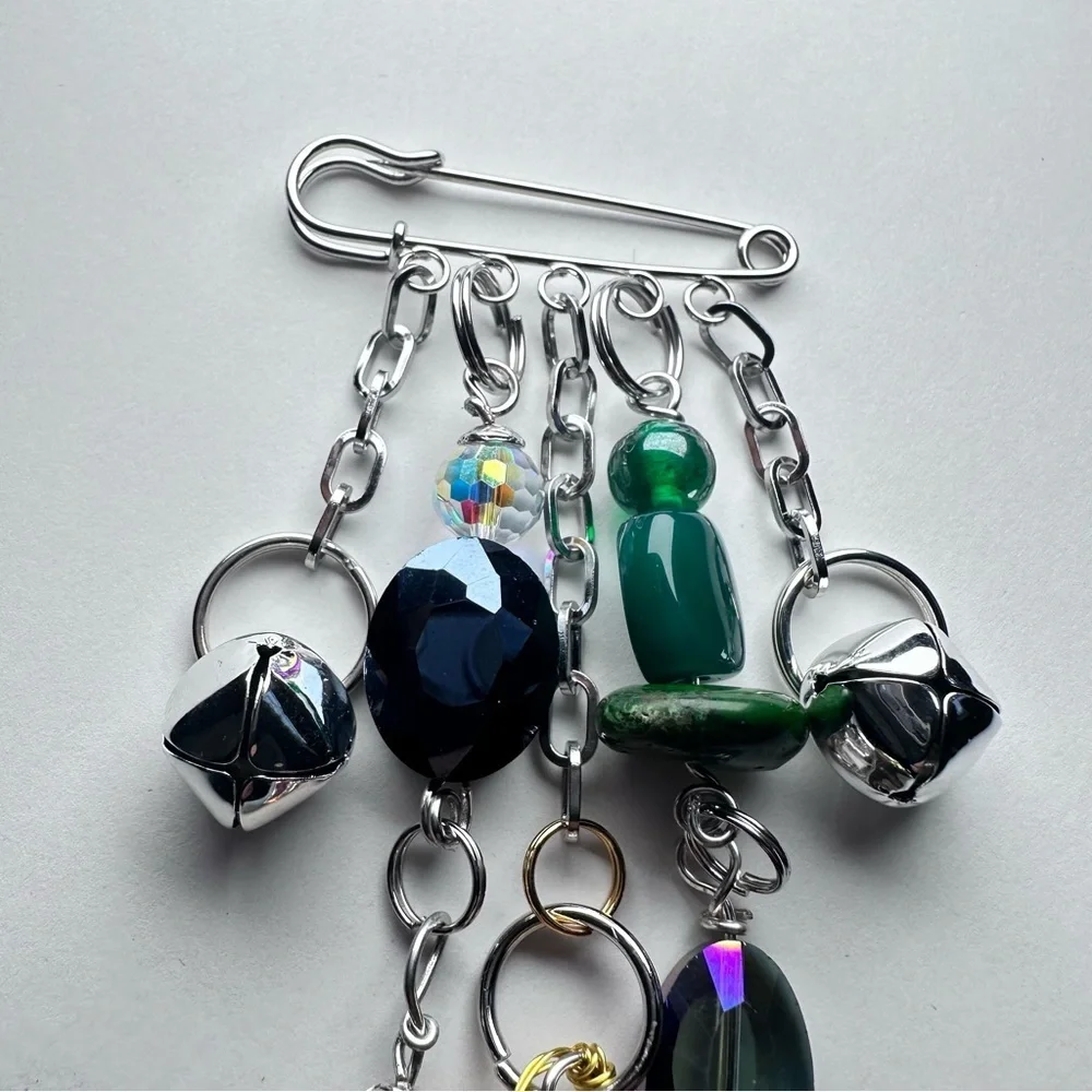 Brooch Pin Hand Crafted | Glass Beaded Artisan Multicolor Wire-Wrapped OOAK